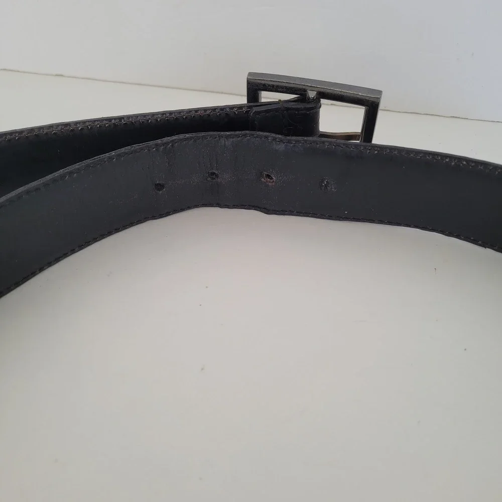 Gucci Guccissima Black Leather Belt‎ 146429 Square Buckle Size 90 36 Mens